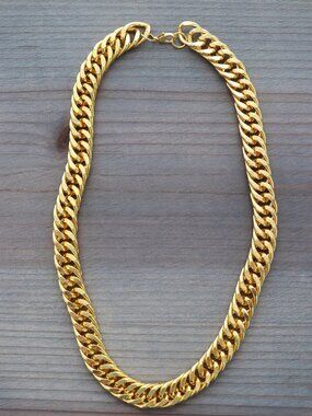 12mm 20inches Double Curb Cuban Chain Necklace 18k Gold Plated Stainless Steel